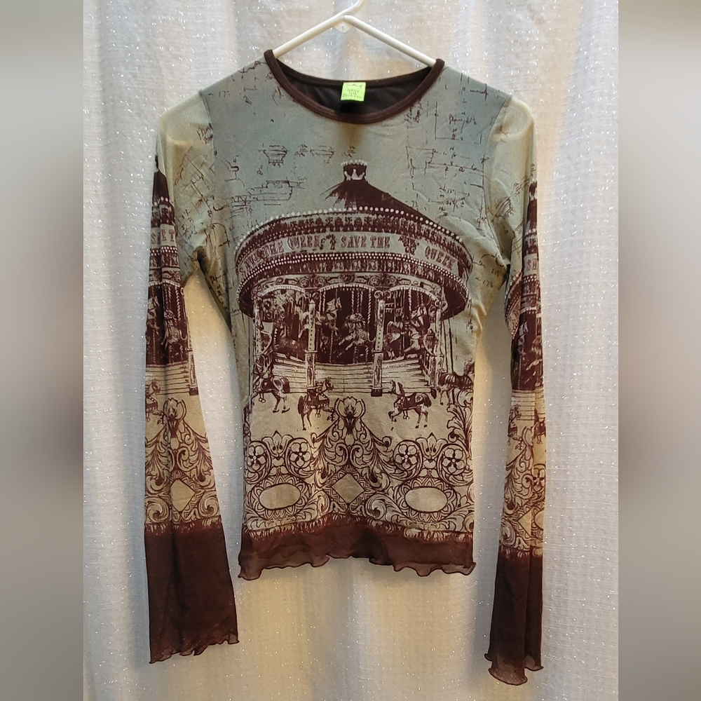 Save The Queen Vintage Mesh Top Carnival Carousel Horses L